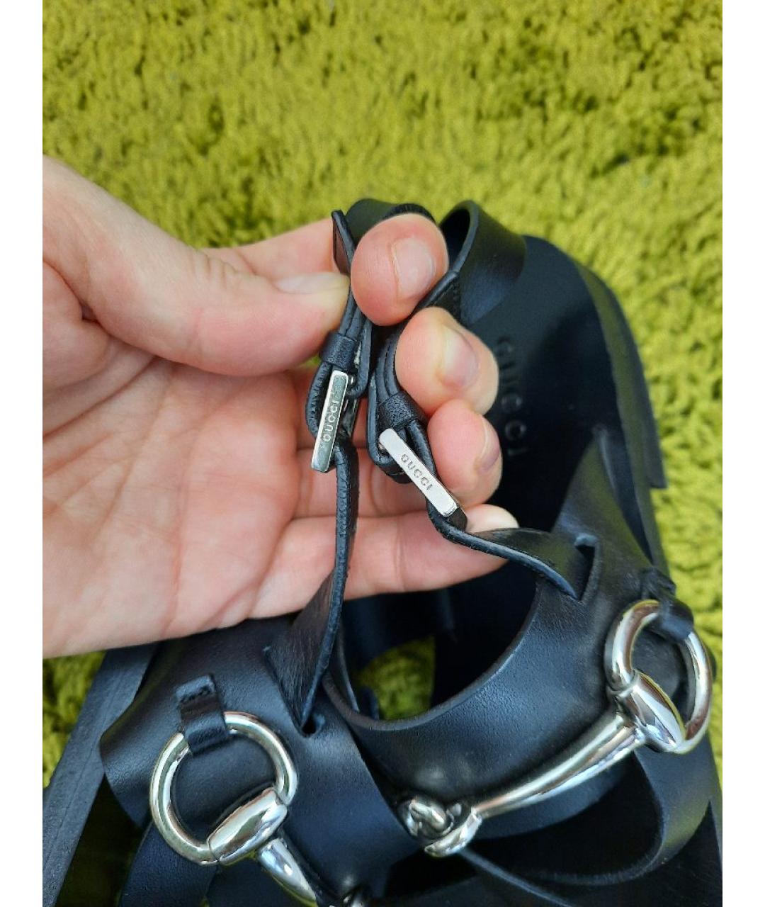 GUCCI Черные кожаные сандалии, фото 8
