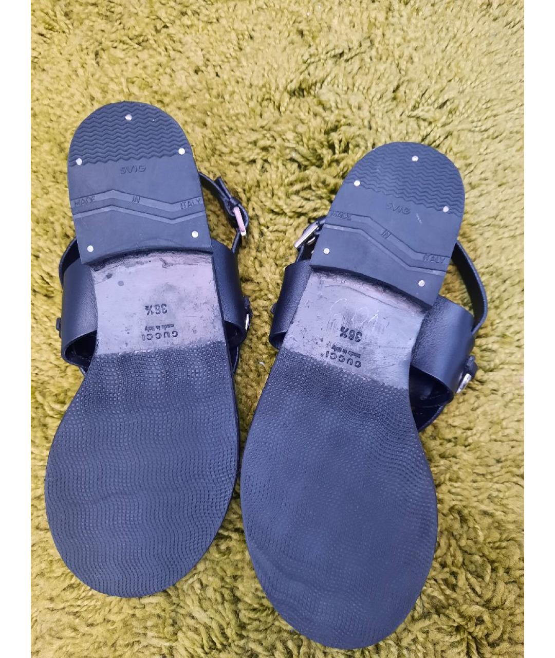 GUCCI Черные кожаные сандалии, фото 9