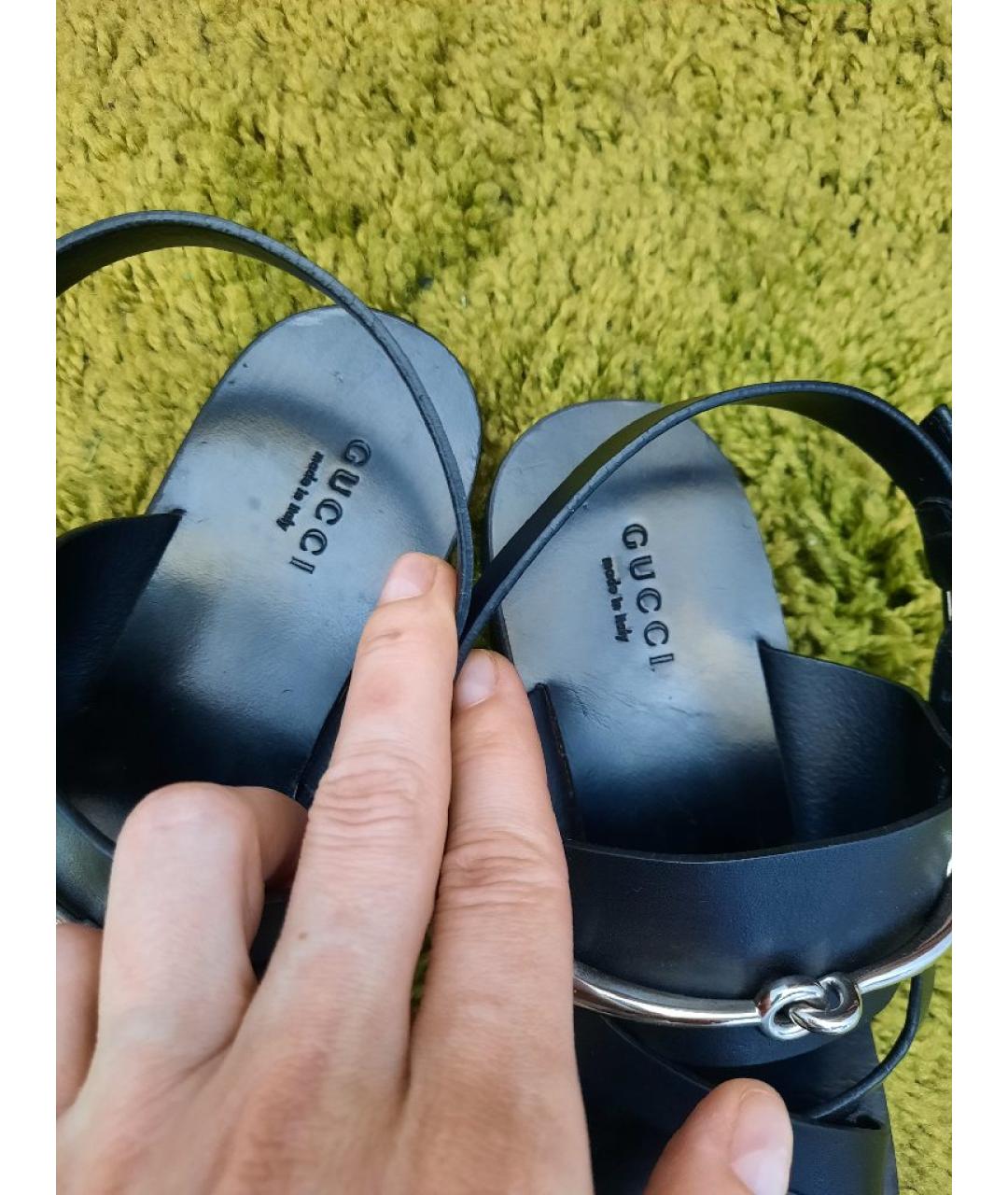 GUCCI Черные кожаные сандалии, фото 7
