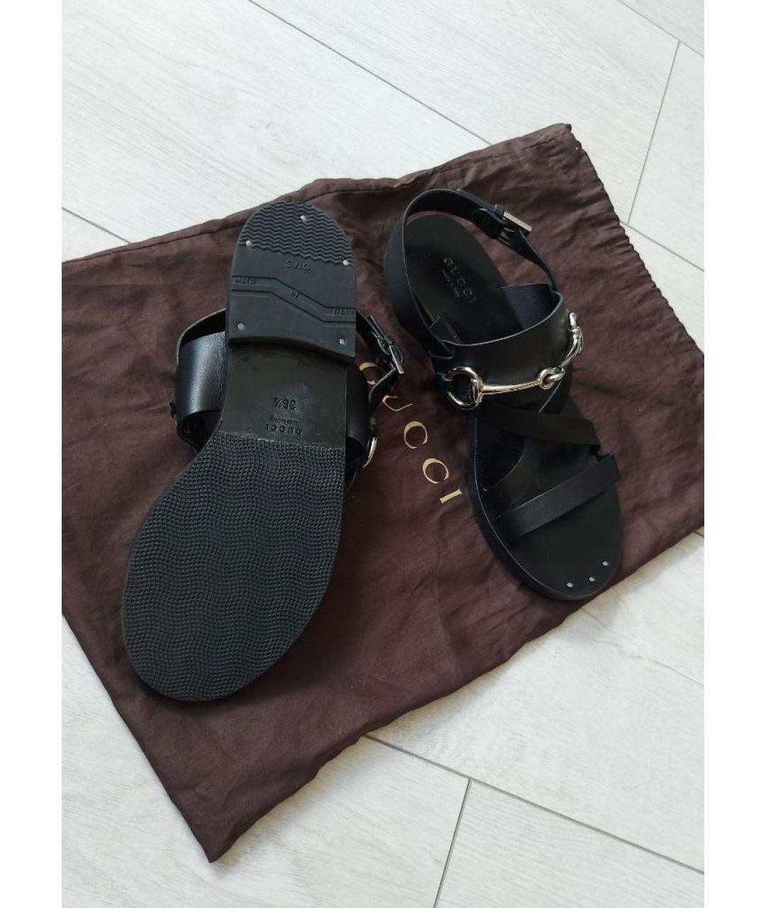 GUCCI Черные кожаные сандалии, фото 3