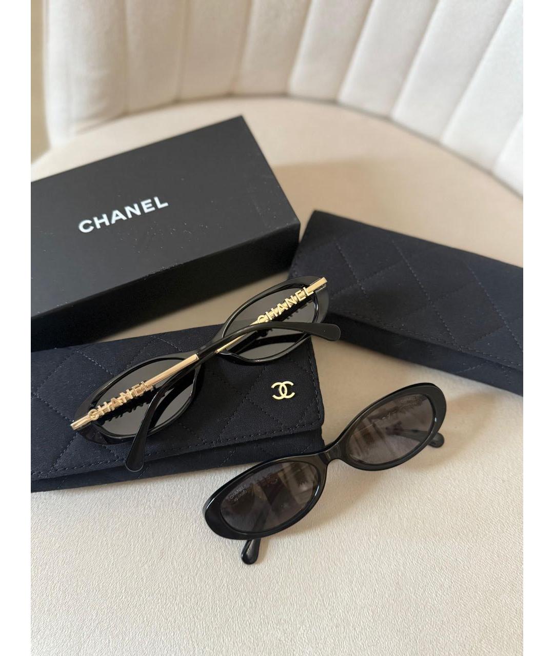 CHANEL Золотые металлические солнцезащитные очки, фото 4