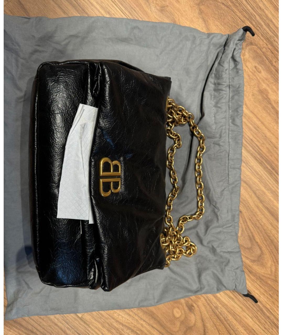 BALENCIAGA Черная кожаная сумка через плечо, фото 2