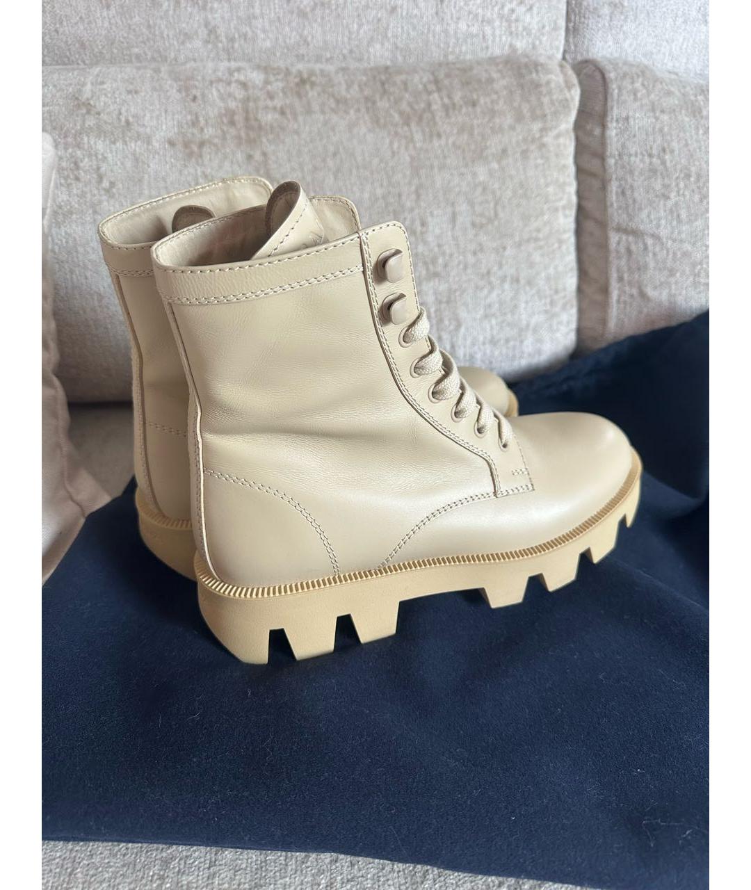 PRADA Бежевые кожаные ботинки, фото 5