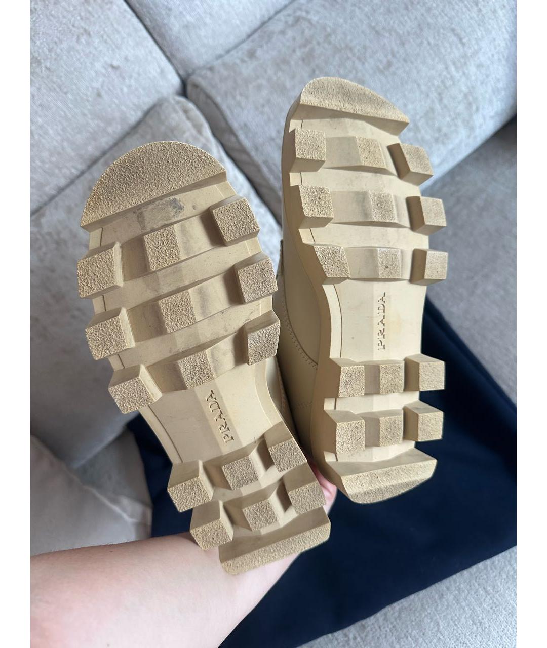 PRADA Бежевые кожаные ботинки, фото 7