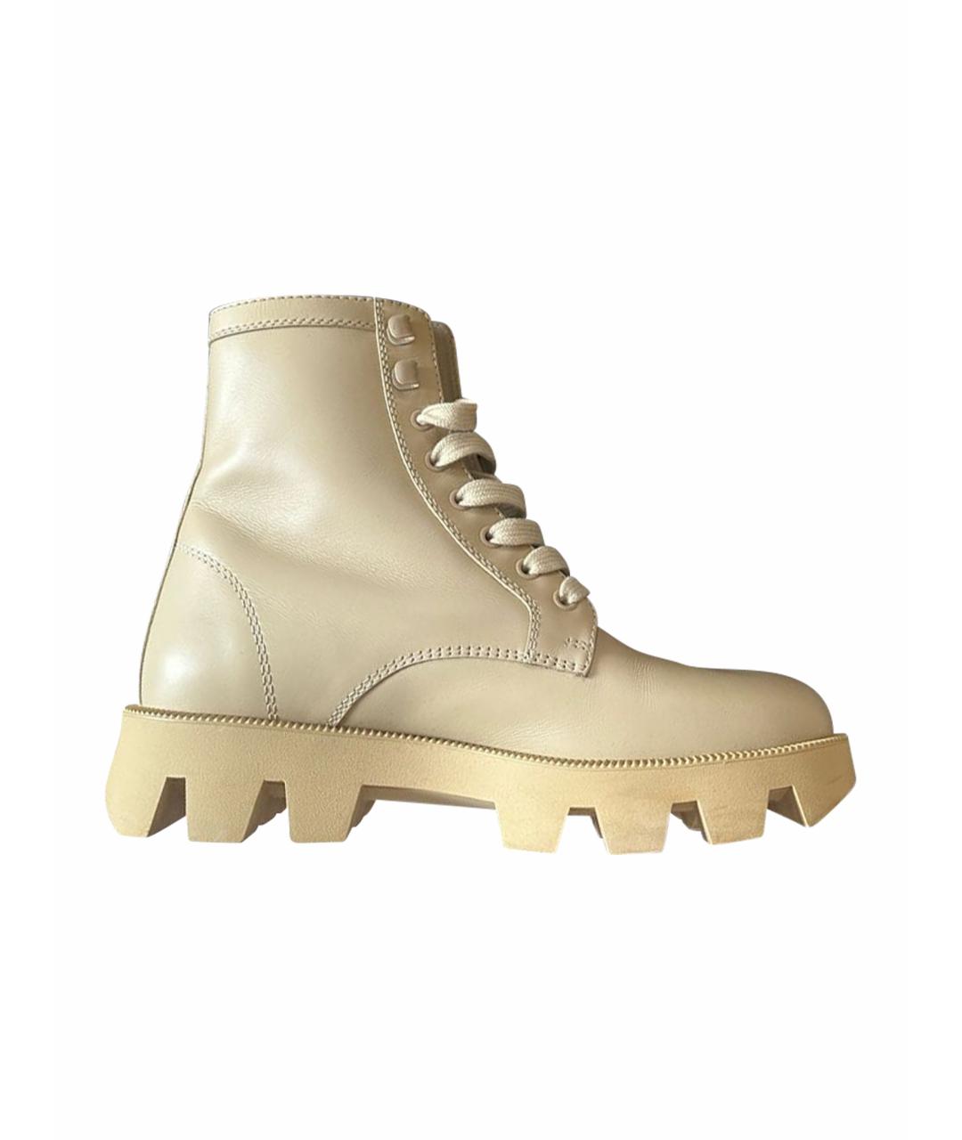 PRADA Бежевые кожаные ботинки, фото 1