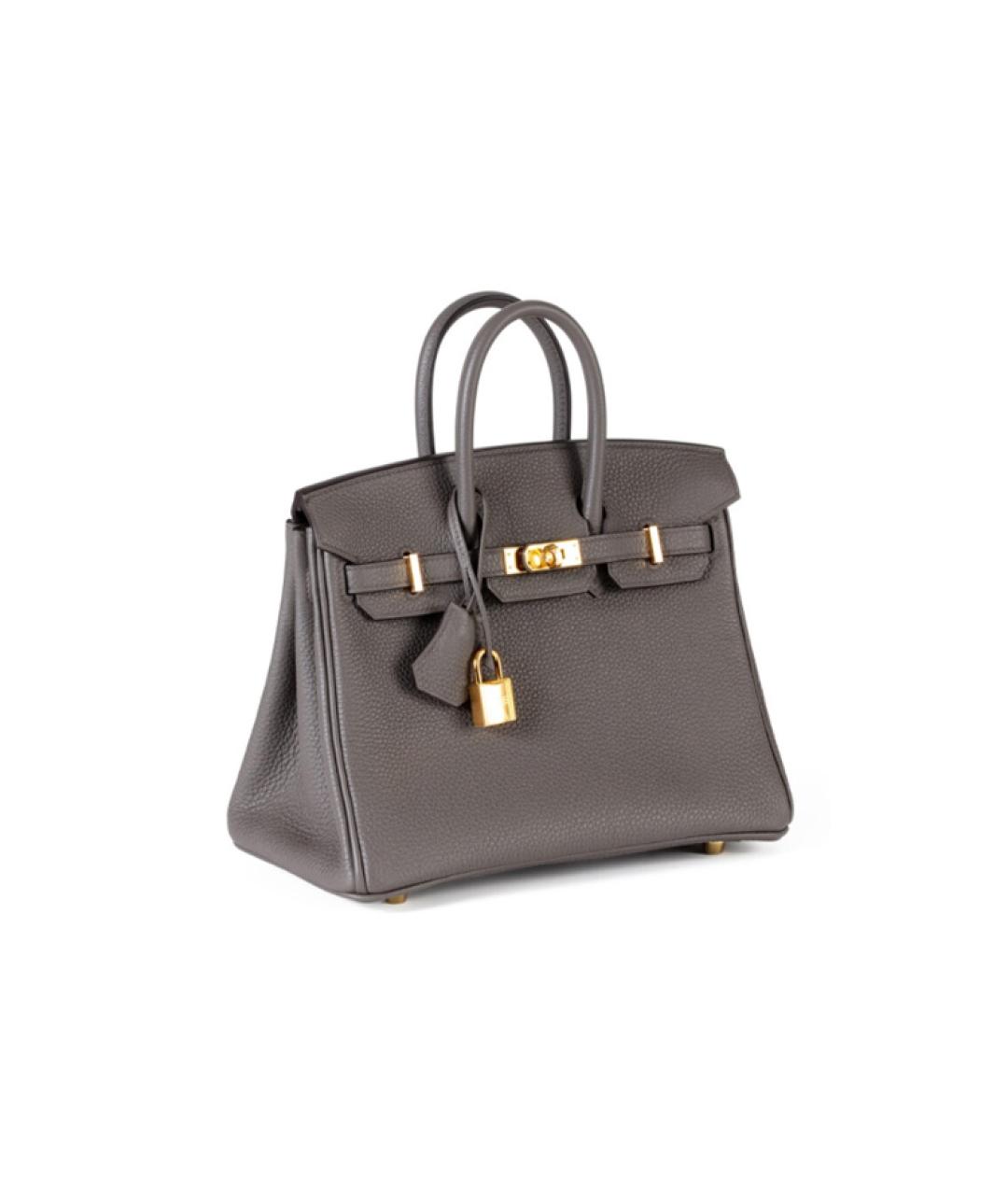 HERMES Серая кожаная сумка с короткими ручками, фото 2