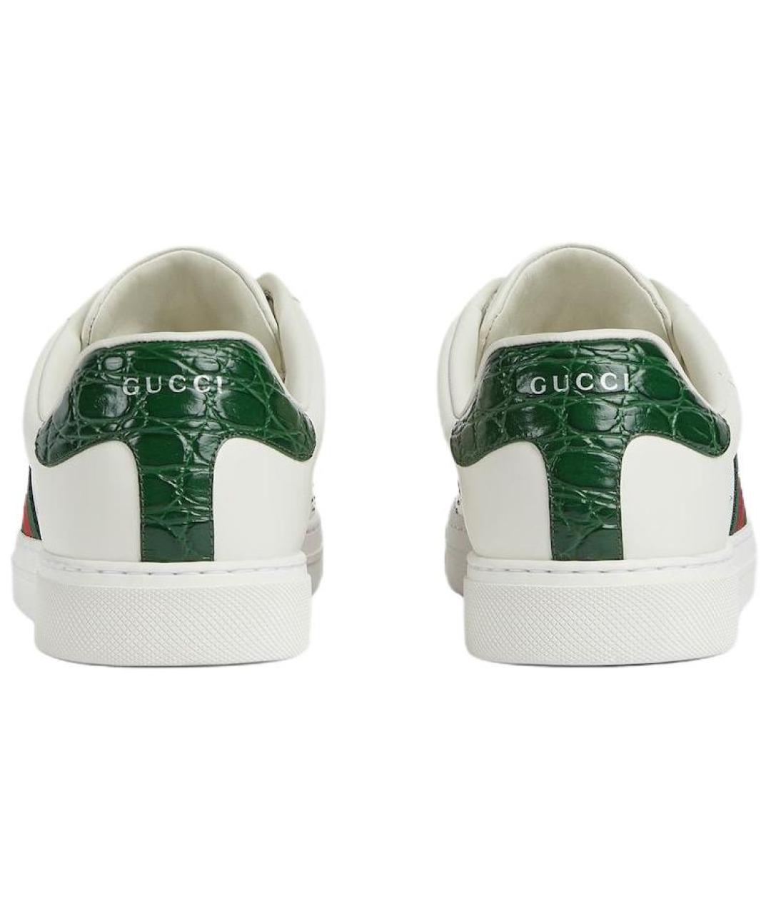 GUCCI Белые кожаные низкие кроссовки / кеды, фото 5