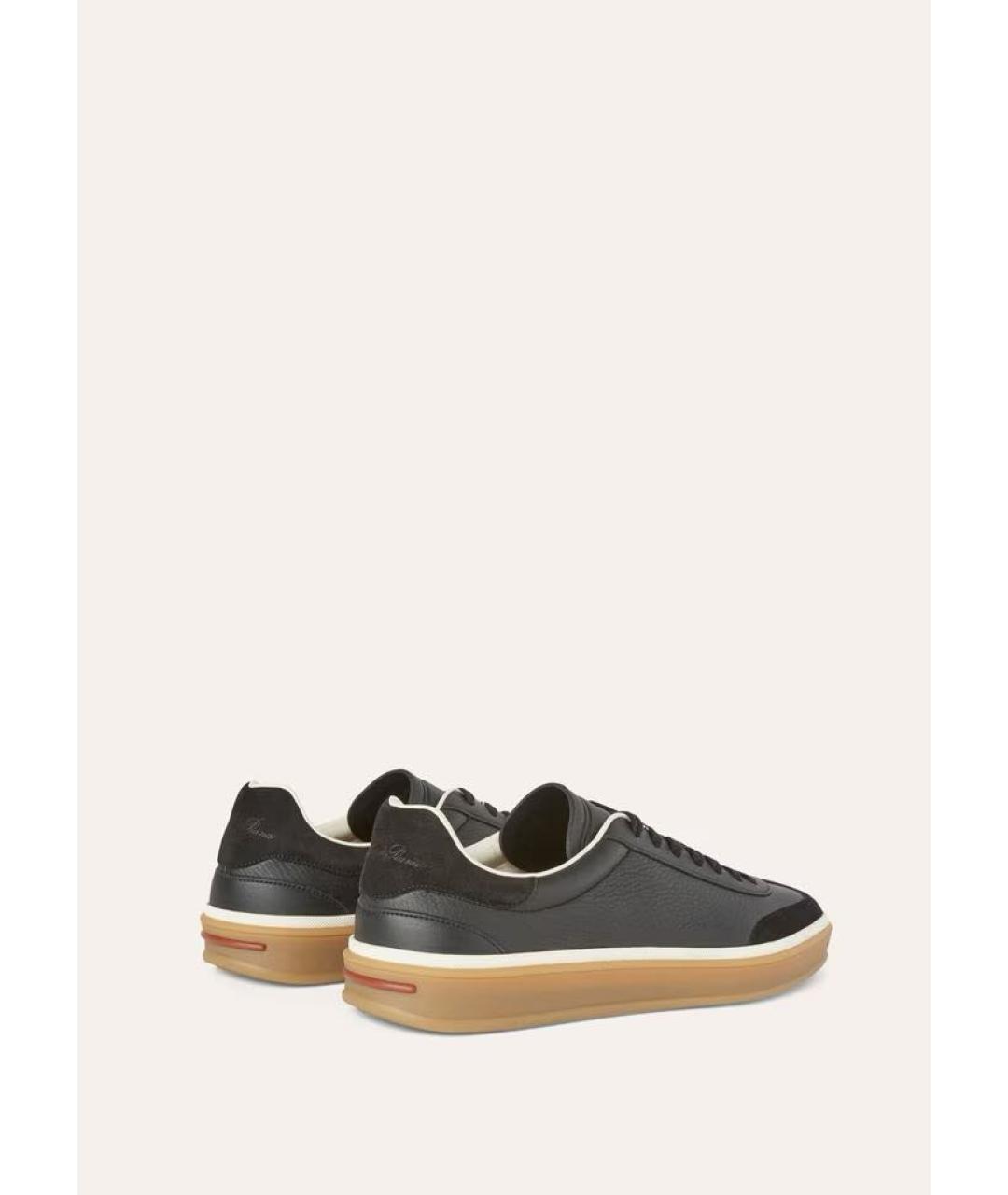 LORO PIANA Черные кожаные низкие кроссовки / кеды, фото 3