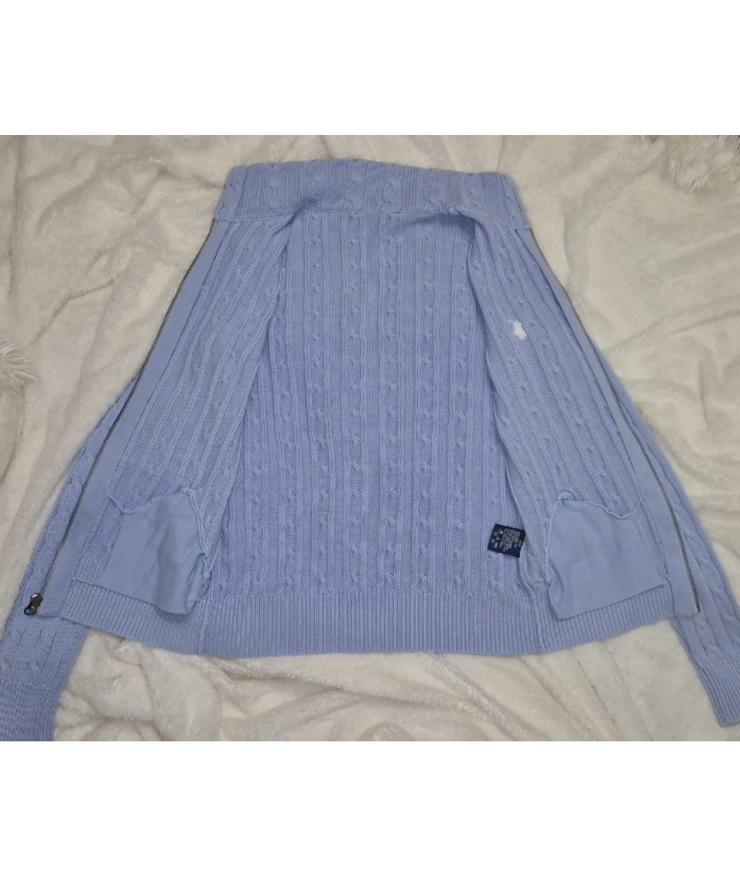 POLO RALPH LAUREN Голубой хлопковый кардиган, фото 3