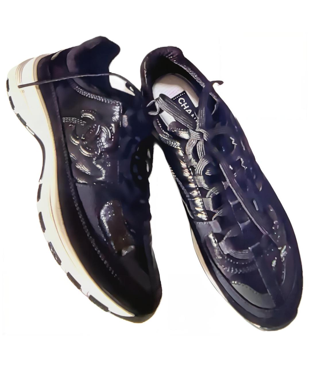 CHANEL Черные кожаные кроссовки, фото 3