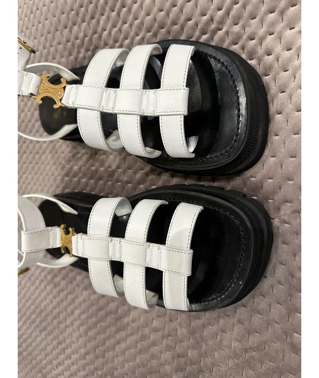 CELINE Белые кожаные сандалии, фото 3