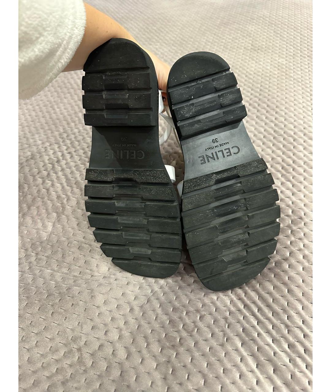 CELINE Белые кожаные сандалии, фото 5