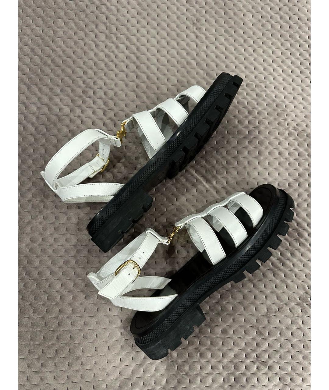 CELINE Белые кожаные сандалии, фото 8