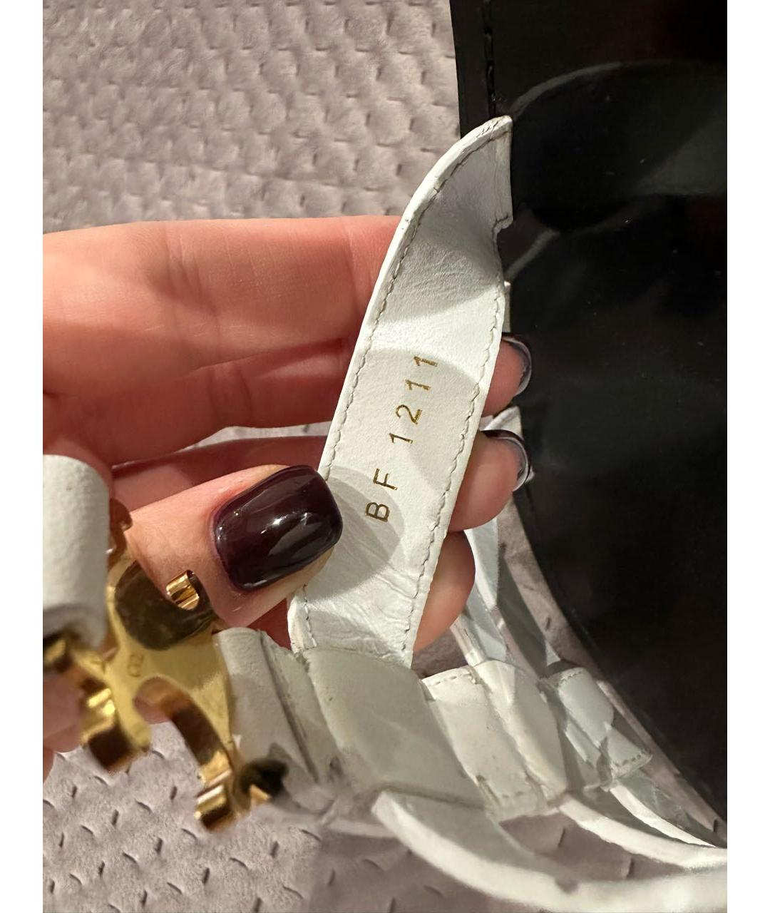 CELINE Белые кожаные сандалии, фото 7