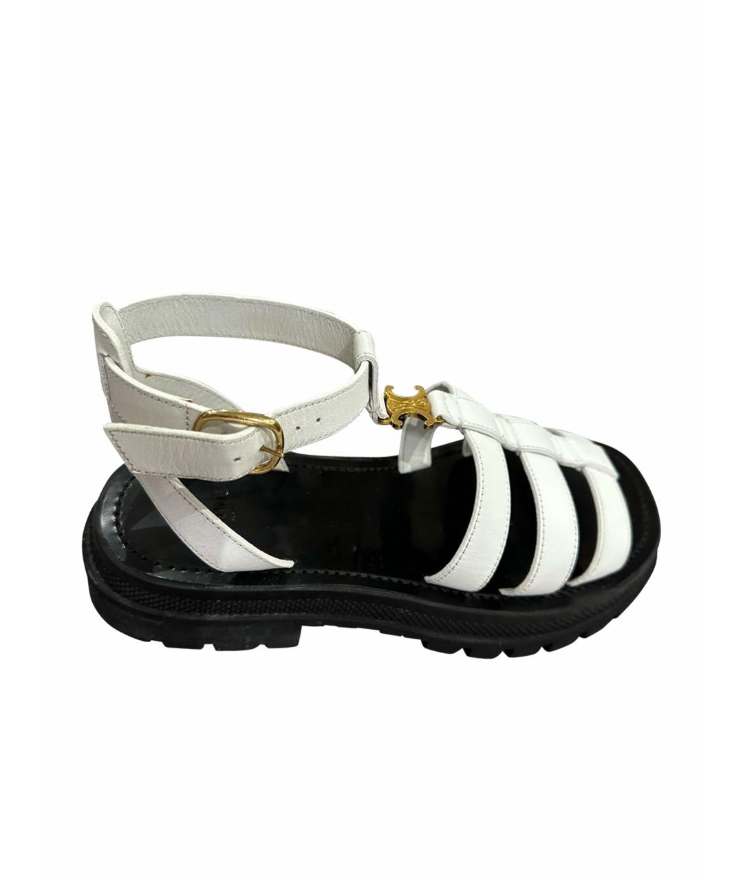 CELINE Белые кожаные сандалии, фото 1