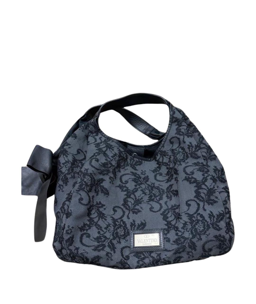 VALENTINO Антрацитовая жаккардовая сумка с короткими ручками, фото 1