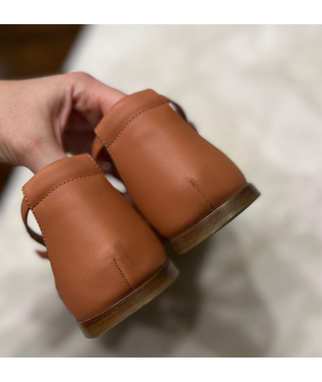 HERMES Оранжевое кожаные сандалии, фото 6