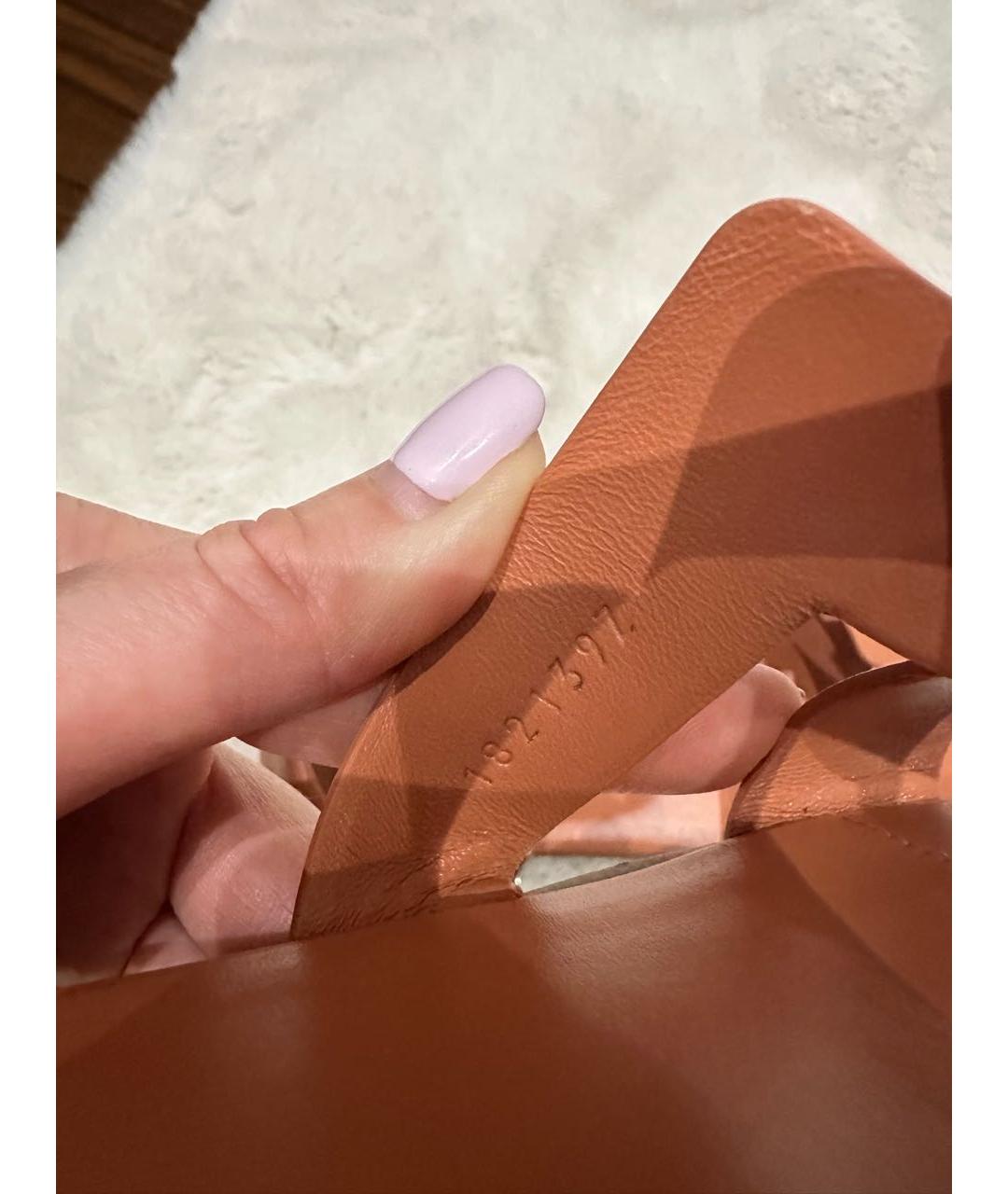 HERMES Оранжевое кожаные сандалии, фото 7