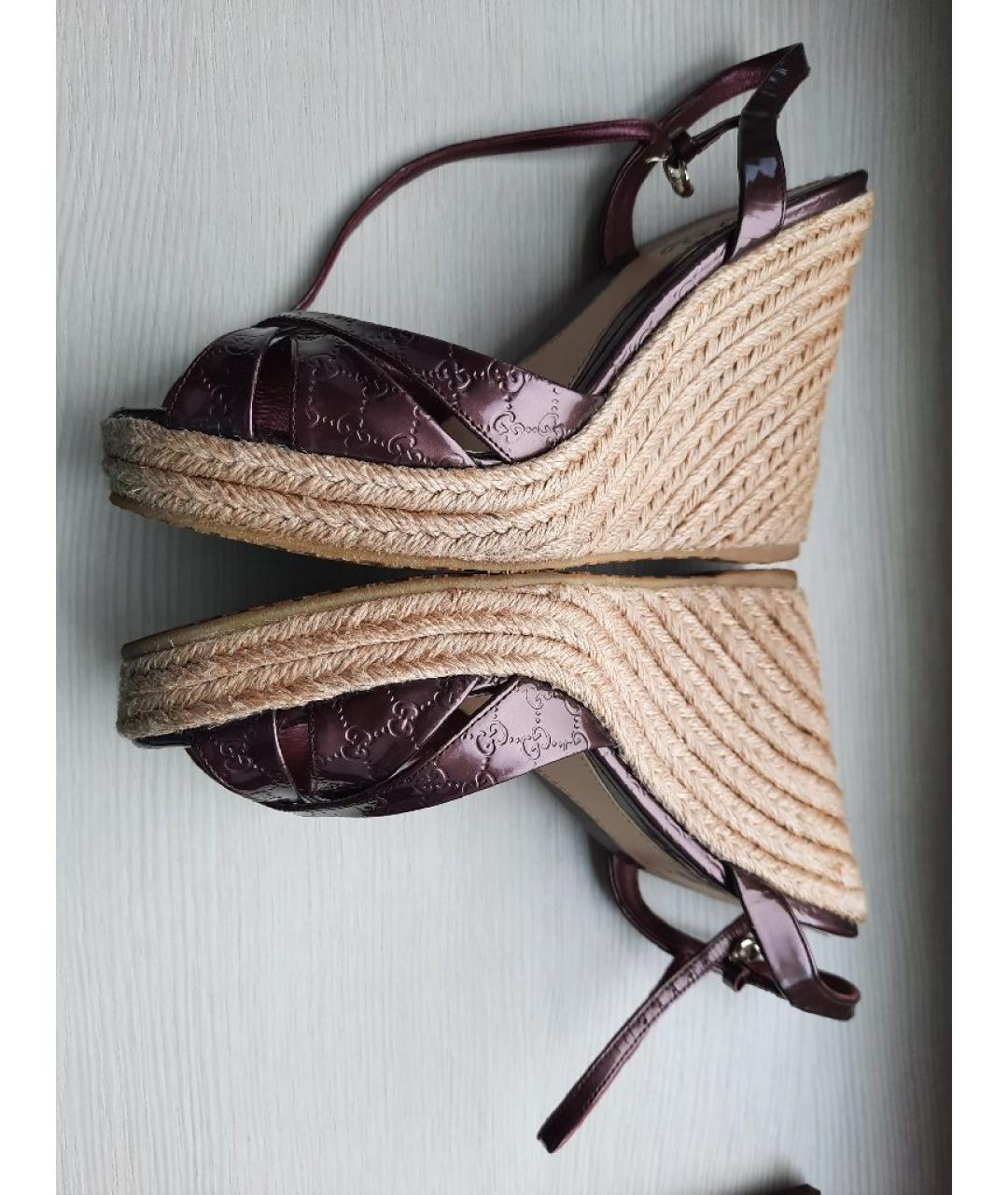 GUCCI Бордовые кожаные эспадрильи, фото 7
