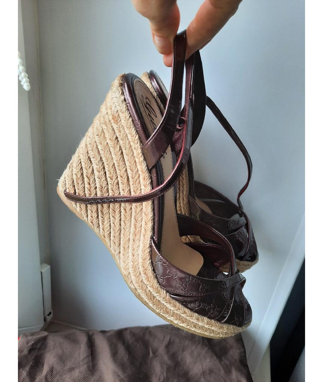 GUCCI Бордовые кожаные эспадрильи, фото 5