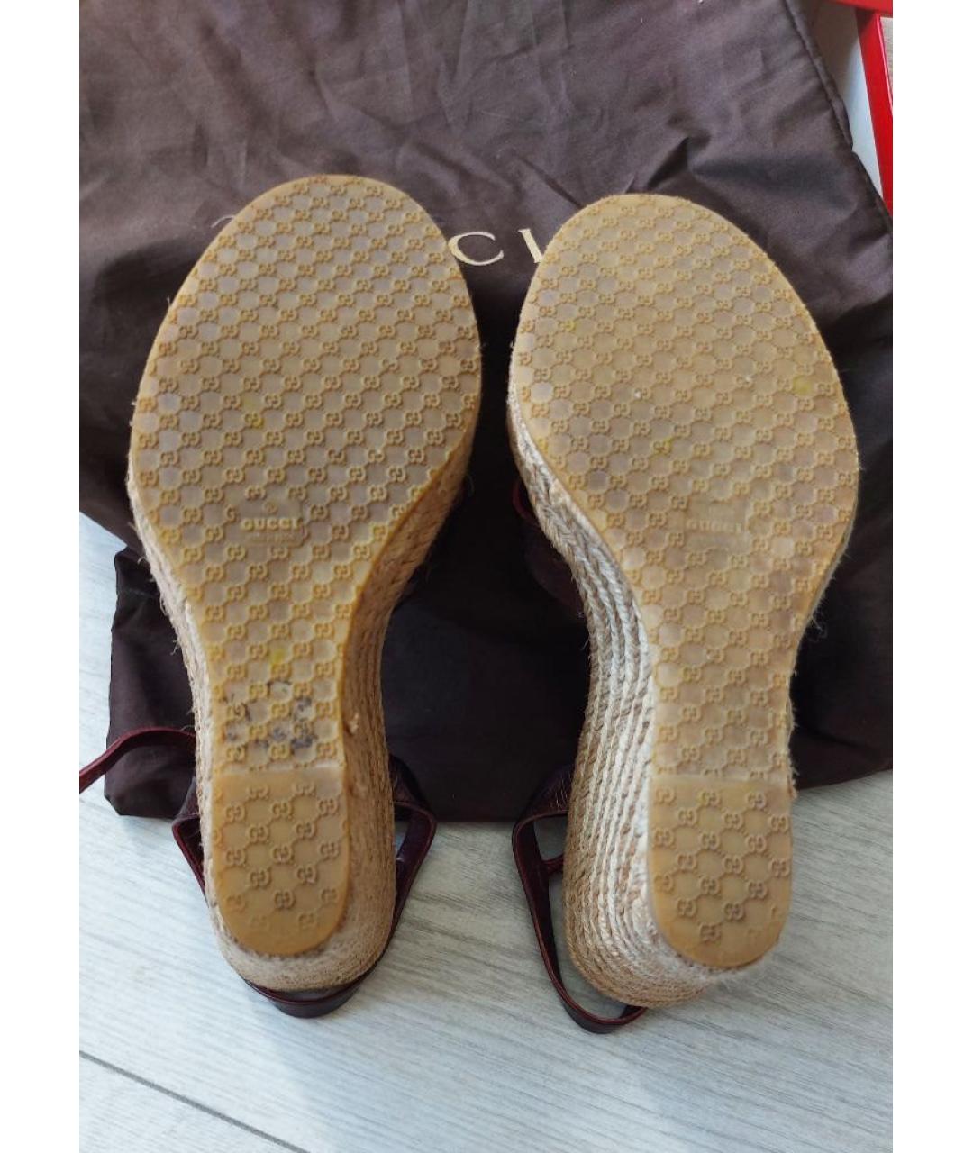 GUCCI Бордовые кожаные эспадрильи, фото 9