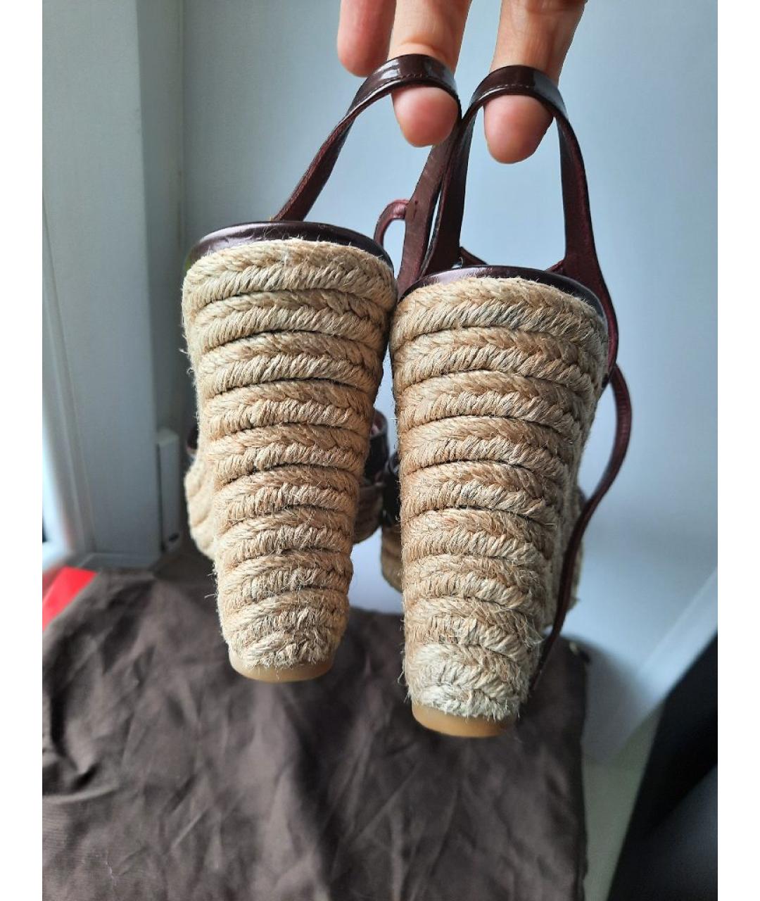 GUCCI Бордовые кожаные эспадрильи, фото 4