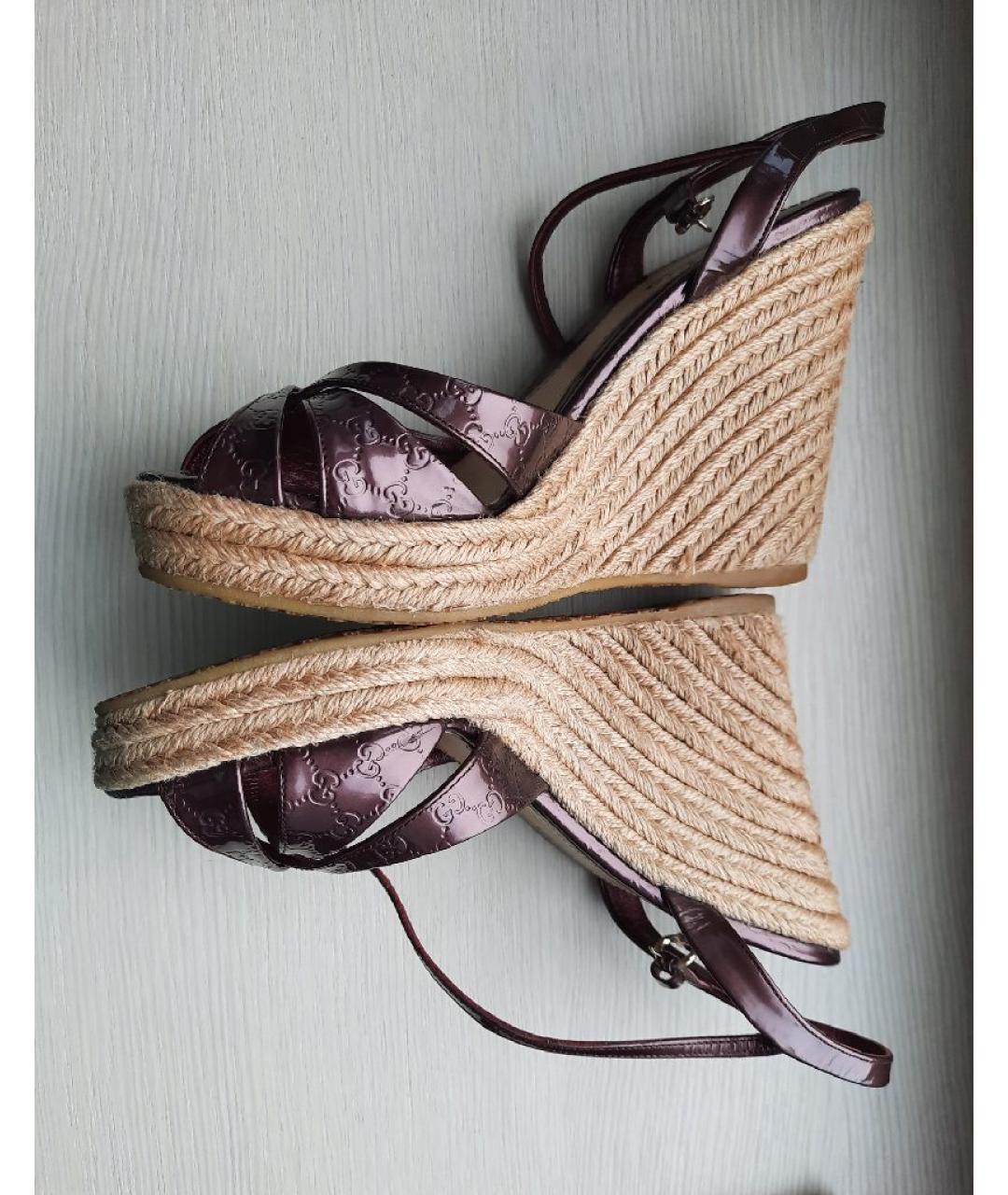 GUCCI Бордовые кожаные эспадрильи, фото 8