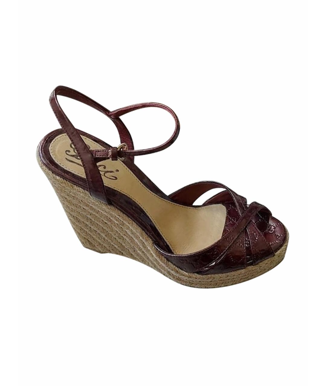 GUCCI Бордовые кожаные эспадрильи, фото 1