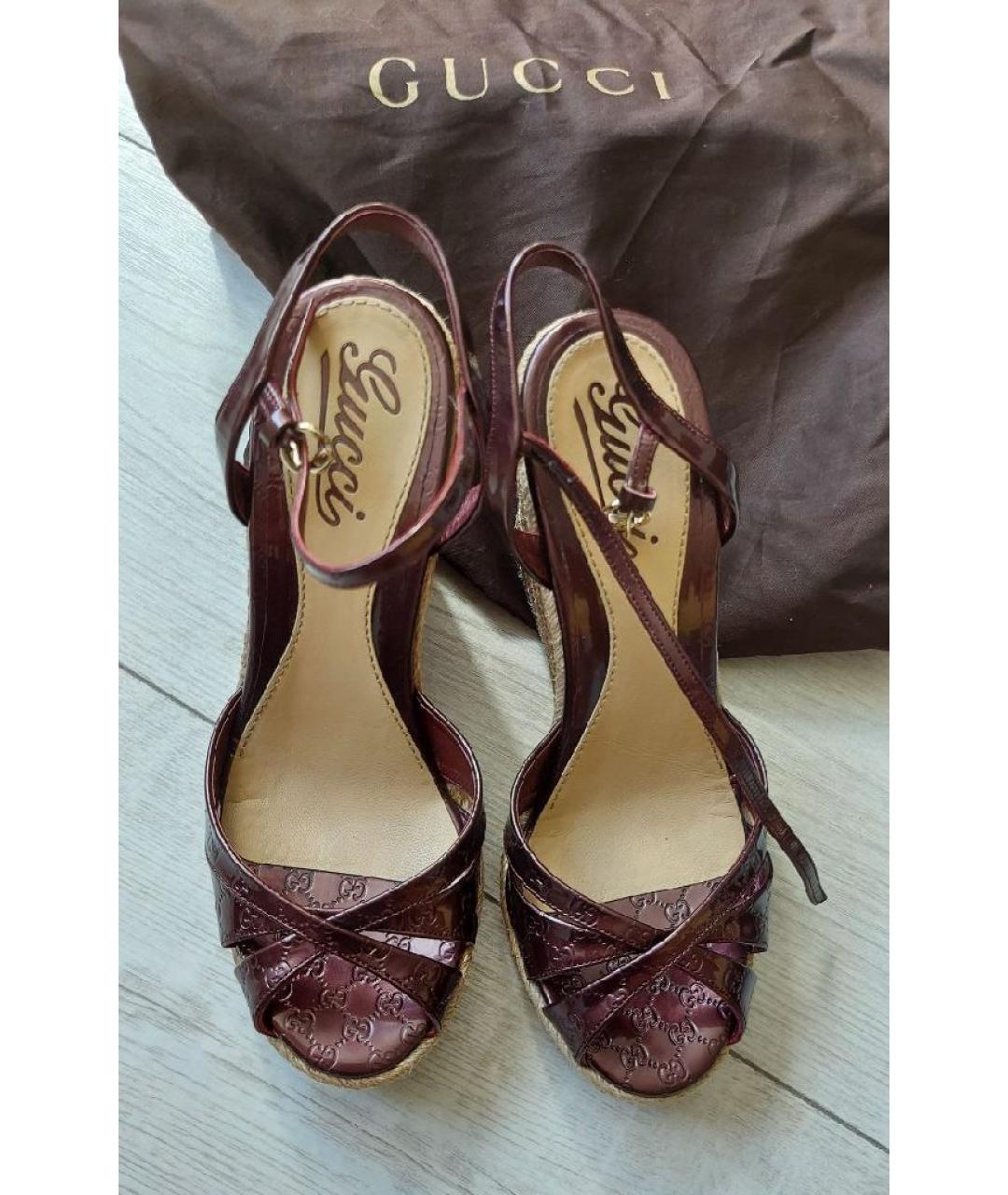 GUCCI Бордовые кожаные эспадрильи, фото 2