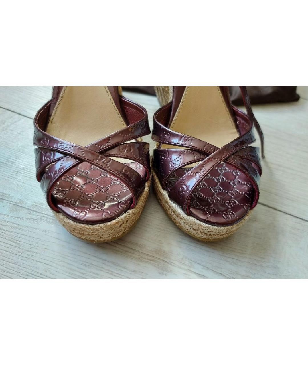 GUCCI Бордовые кожаные эспадрильи, фото 6