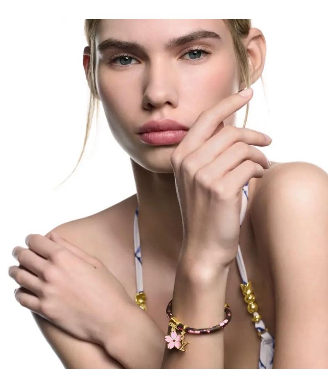 LOUIS VUITTON Коричневый кожаный браслет, фото 3