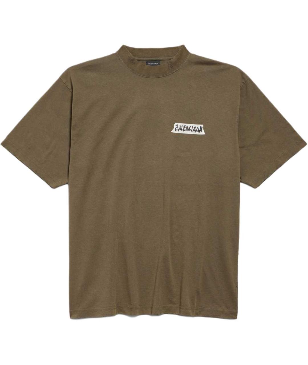 BALENCIAGA Хаки футболка, фото 1