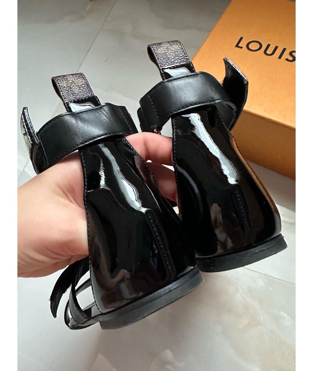 LOUIS VUITTON Черные кожаные сандалии, фото 6