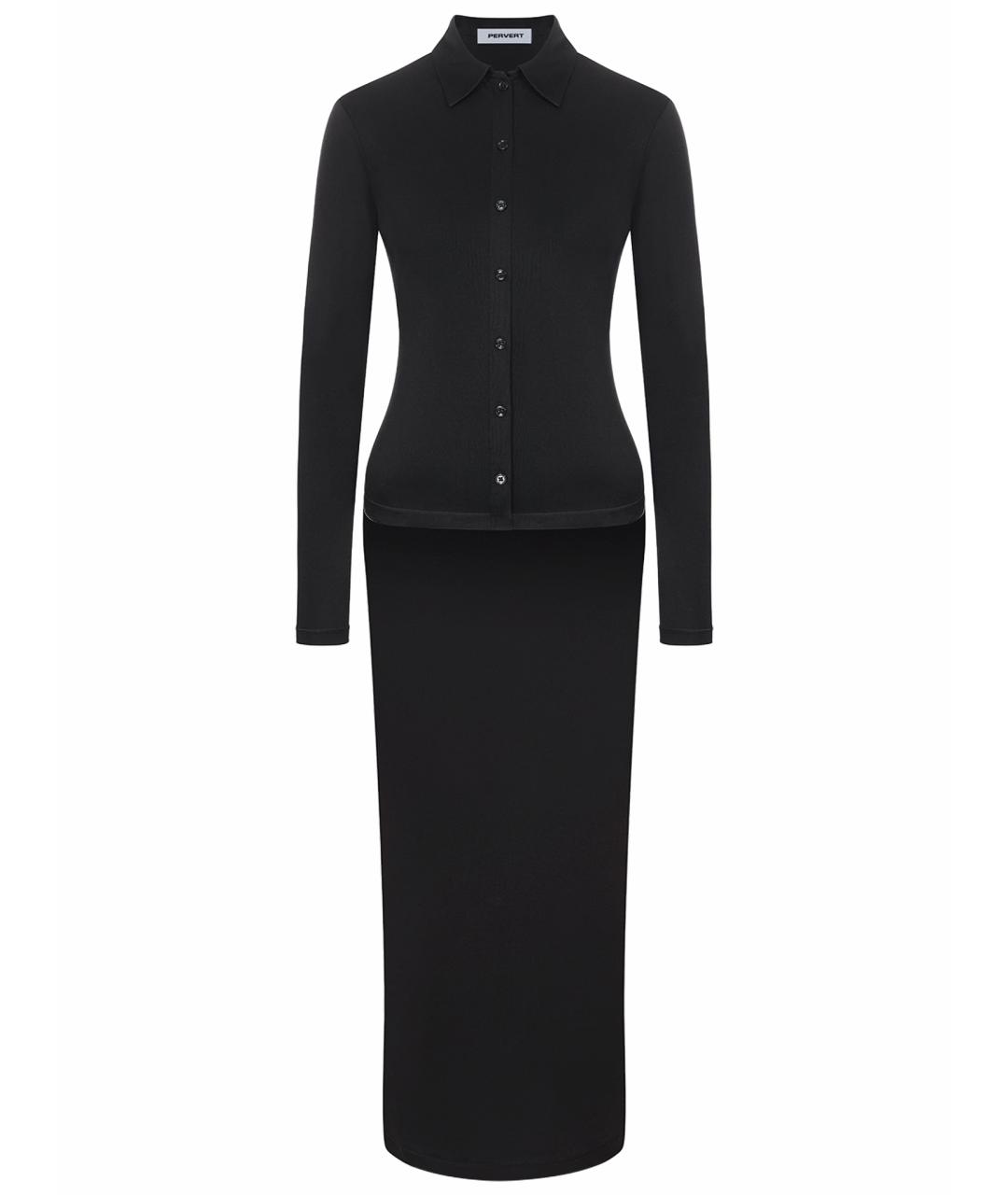 PERVERT Черный шелковый костюм с юбками, фото 1