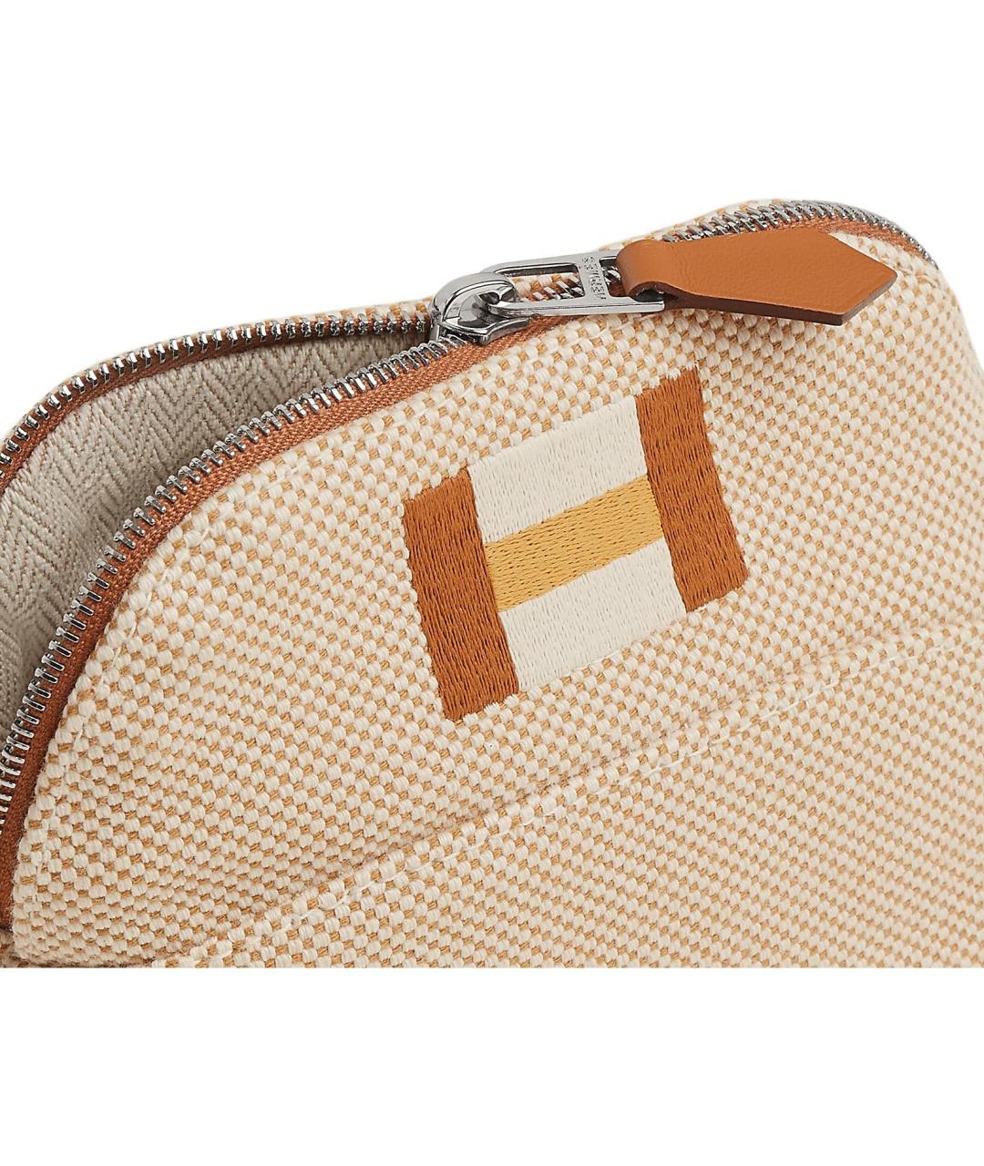 HERMES Бежевая хлопковая косметичка, фото 3