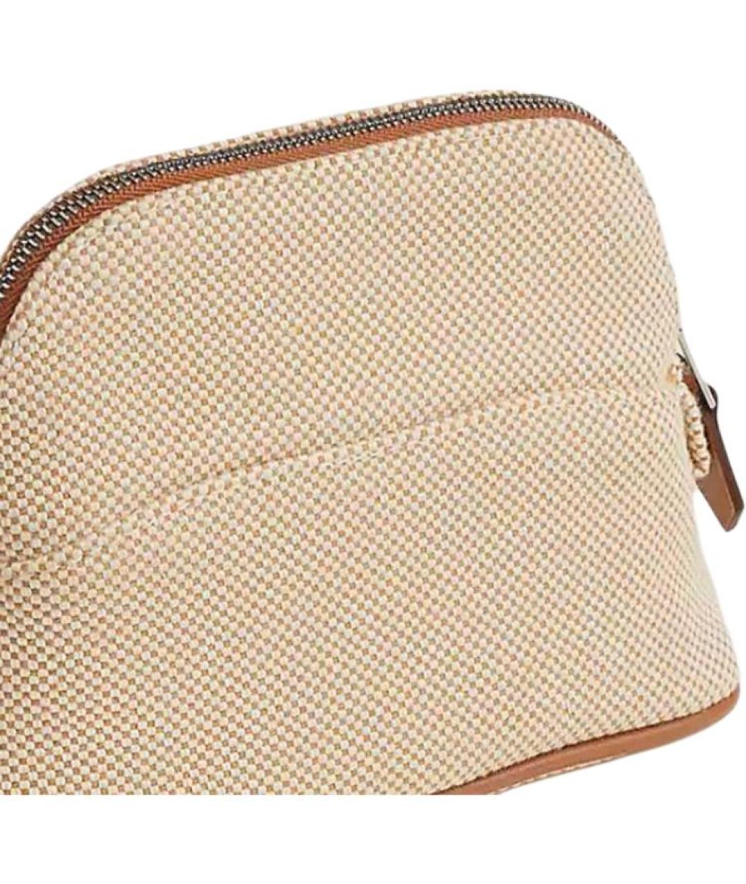 HERMES Бежевая хлопковая косметичка, фото 4