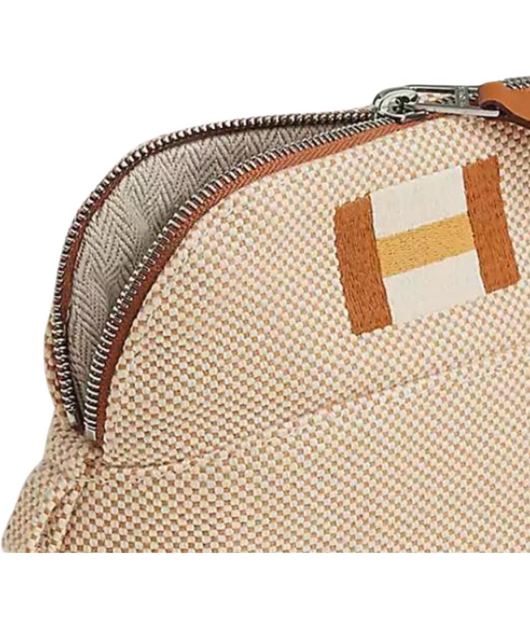 HERMES Бежевая хлопковая косметичка, фото 5