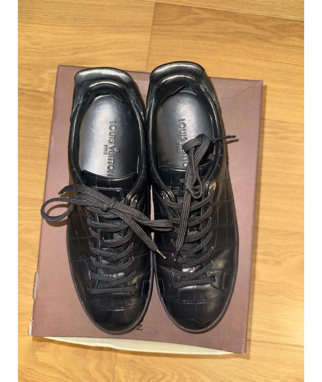 LOUIS VUITTON Черные кожаные низкие кроссовки / кеды, фото 3