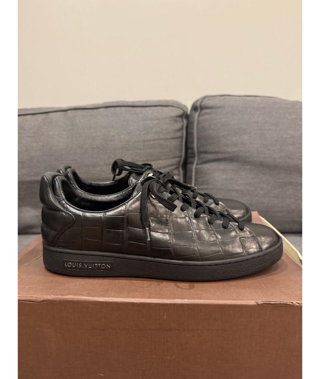 LOUIS VUITTON Черные кожаные низкие кроссовки / кеды, фото 5