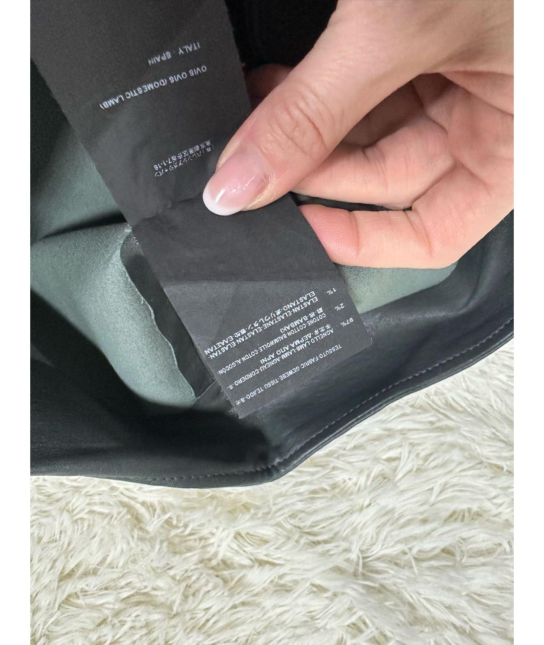 BALENCIAGA Антрацитовые кожаные брюки узкие, фото 5