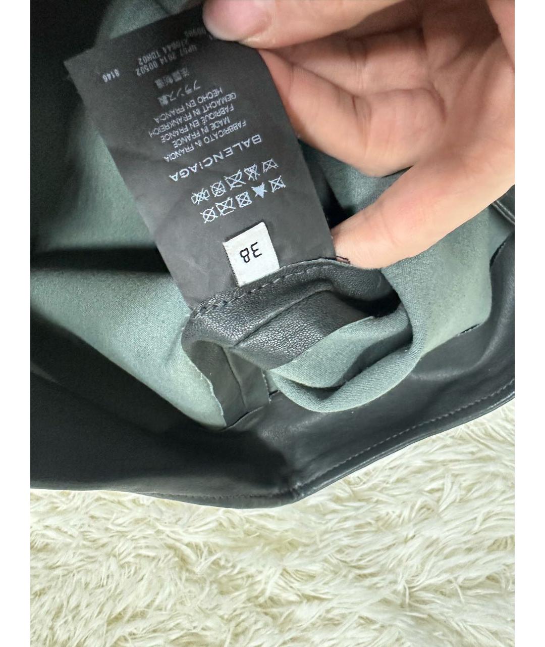 BALENCIAGA Антрацитовые кожаные брюки узкие, фото 4