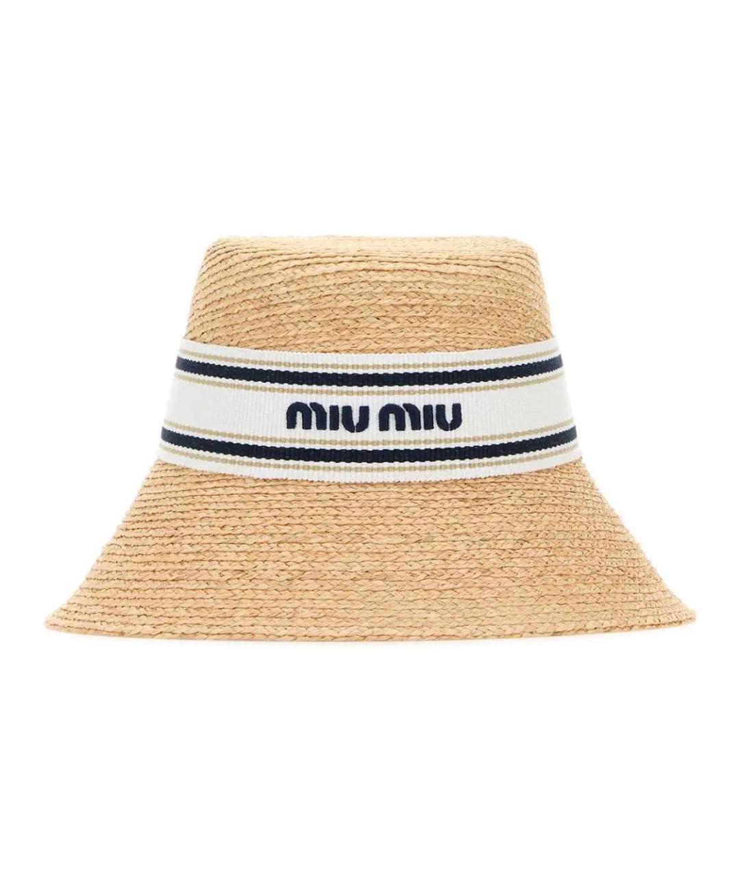 MIU MIU Бежевая соломенная панама, фото 1