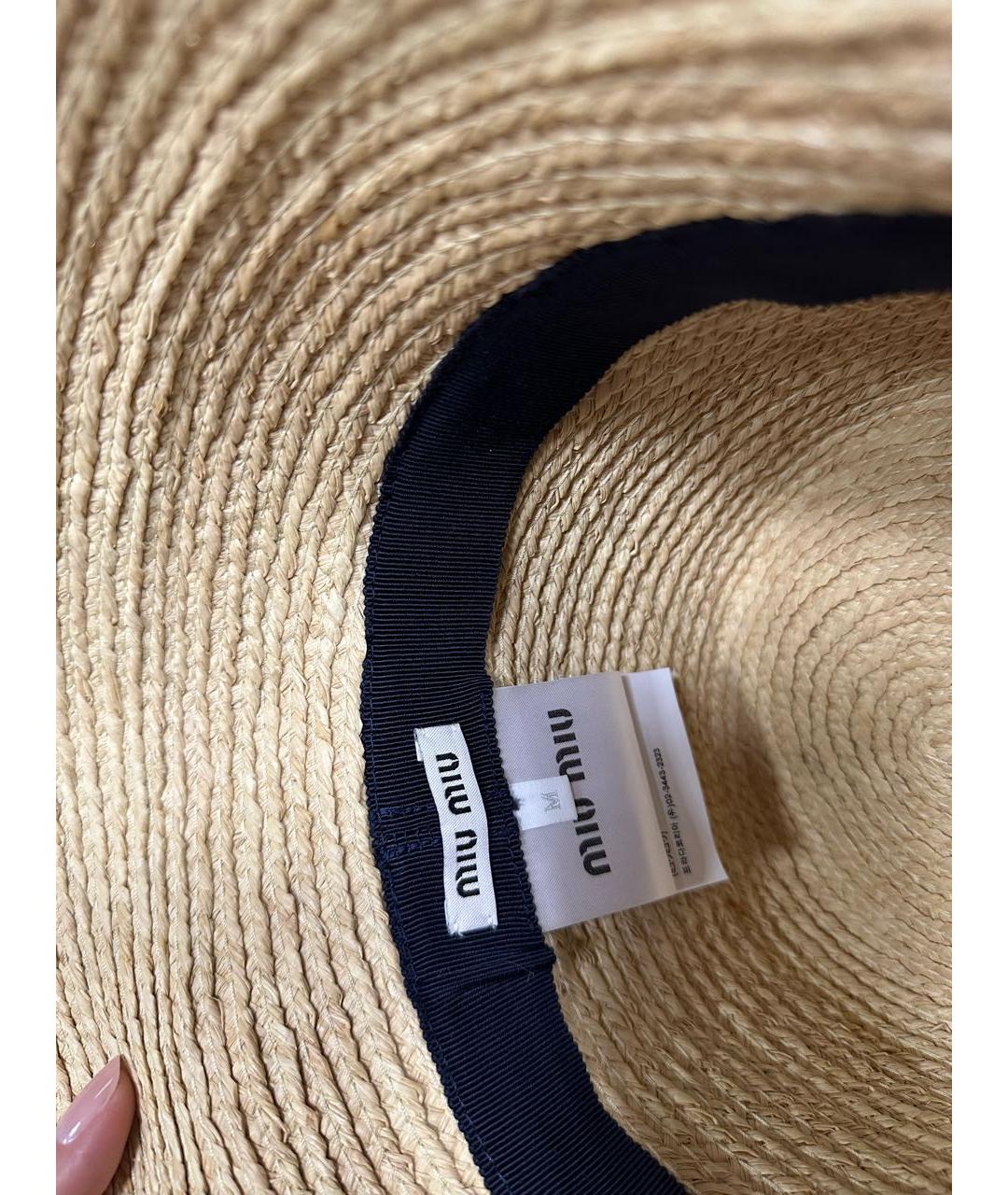 MIU MIU Бежевая соломенная панама, фото 5