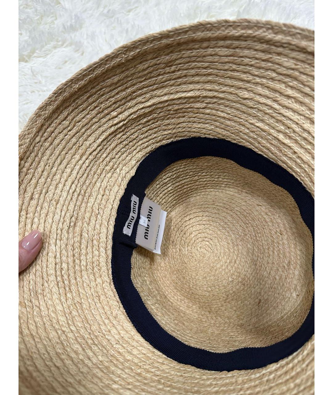 MIU MIU Бежевая соломенная панама, фото 4