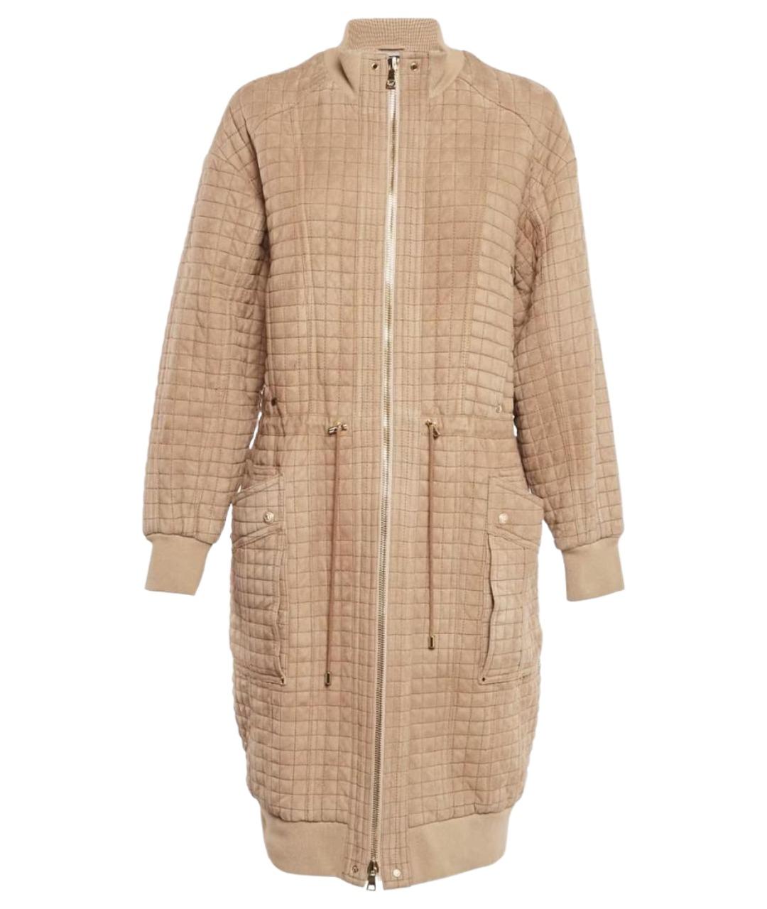 BALMAIN Бежевое кожаное пальто, фото 1
