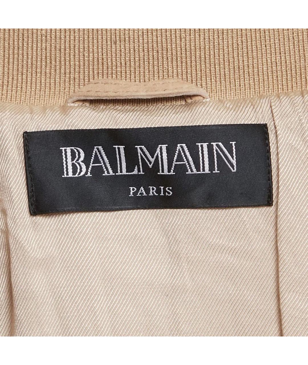BALMAIN Бежевое кожаное пальто, фото 3