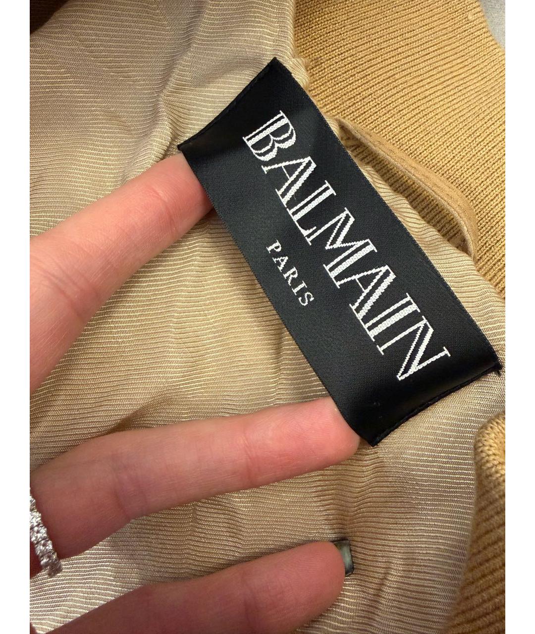 BALMAIN Бежевое кожаное пальто, фото 7