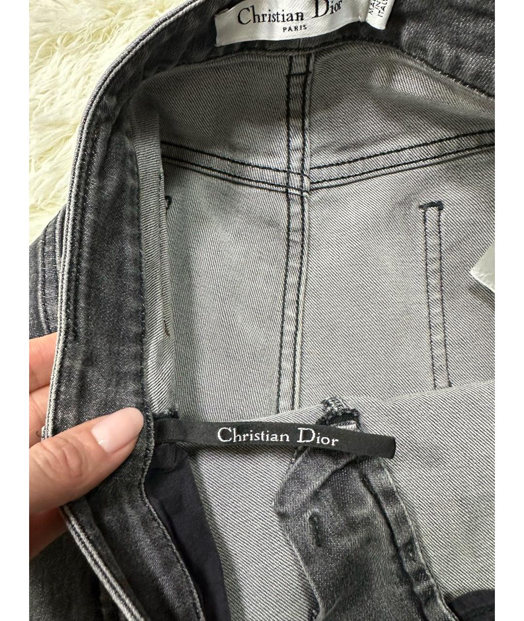 CHRISTIAN DIOR Антрацитовые хлопковые джинсы слим, фото 5