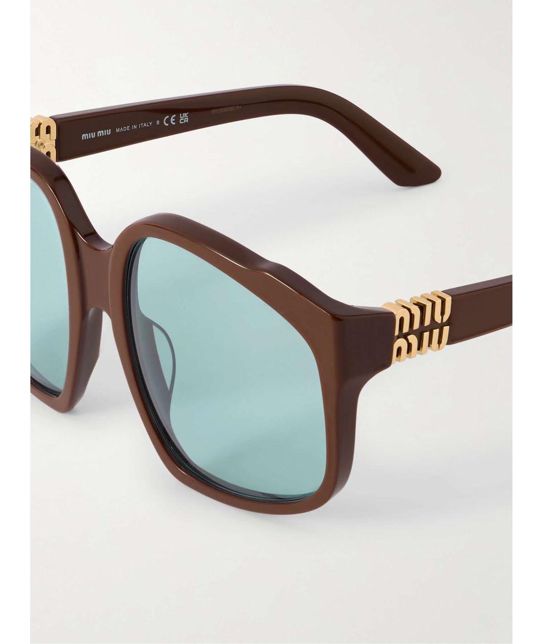 MIU MIU Коричневые пластиковые солнцезащитные очки, фото 4