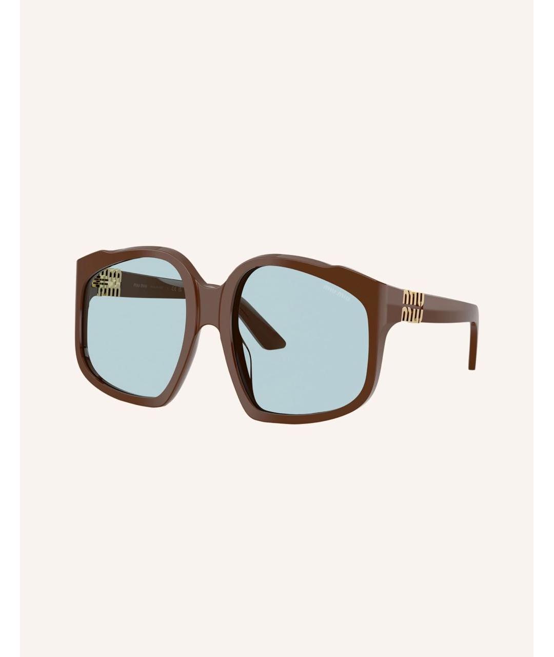 MIU MIU Коричневые пластиковые солнцезащитные очки, фото 8